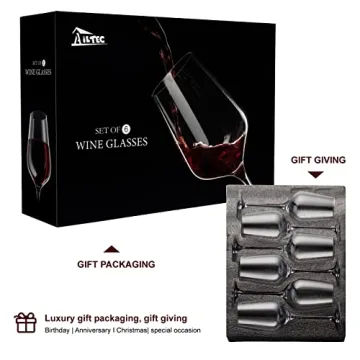 AILTEC Wine Glasses Set of 6 - Elegant Crystal Glassware Gift