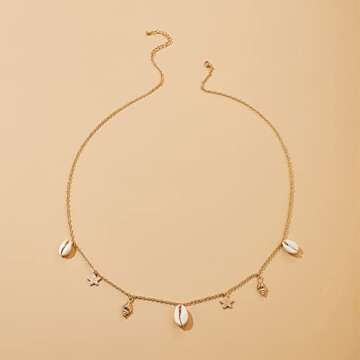 YienDoo Sexy Seashell Waist Chain Boho Star Shell Conch Pendant Body Chain Bikini Chain Belly Chain Belt Chain Stomach Chain Fashion Gold Body Jewelry Chain Gifts for Women