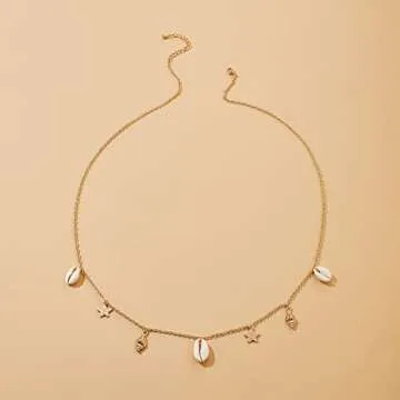 YienDoo Sexy Seashell Waist Chain Boho Star Shell Conch Pendant Body Chain Bikini Chain Belly Chain Belt Chain Stomach Chain Fashion Gold Body Jewelry Chain Gifts for Women