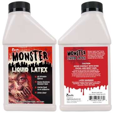 Kangaroo's Halloween Makeup Monster Liquid Latex I Quick Drying Liquid Latex Sfx Makeup Kit I Multi-Purpose Liquid Rubber White Face Paint for Zombie Makeup, Costume Makeup, Fake Scars 14oz Pint