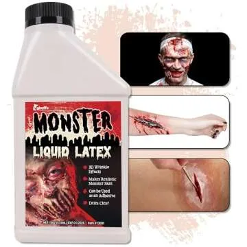 Kangaroo's Halloween Makeup Monster Liquid Latex I Quick Drying Liquid Latex Sfx Makeup Kit I Multi-Purpose Liquid Rubber White Face Paint for Zombie Makeup, Costume Makeup, Fake Scars 14oz Pint