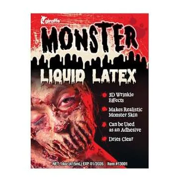 Kangaroo's Halloween Makeup Monster Liquid Latex I Quick Drying Liquid Latex Sfx Makeup Kit I Multi-Purpose Liquid Rubber White Face Paint for Zombie Makeup, Costume Makeup, Fake Scars 14oz Pint