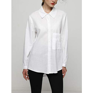 Stylish FTCayanz Women's V Neck Linen Blouse in White