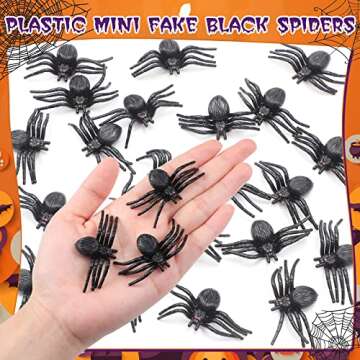 24 Pcs Halloween Eyeballs and 24 Pcs Realistic Plastic Spider Toys Halloween Scary Plastic Eyeballs Fake Spider Halloween Prank Props Small Size Funny for Halloween Decorations Gift