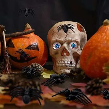 24 Pcs Halloween Eyeballs and 24 Pcs Realistic Plastic Spider Toys Halloween Scary Plastic Eyeballs Fake Spider Halloween Prank Props Small Size Funny for Halloween Decorations Gift