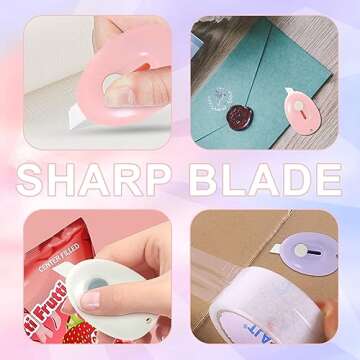 Sonuimy Mini Ceramic Box Cutter with Magnetic, Safety Retractable Cute Small Box Opener Ceramic Blade, Keychain Package Opener Tool for Car Office Work Cardboard -3pcs(Pink White Purple)