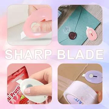 Sonuimy Mini Ceramic Box Cutter with Magnetic, Safety Retractable Cute Small Box Opener Ceramic Blade, Keychain Package Opener Tool for Car Office Work Cardboard -3pcs(Pink White Purple)