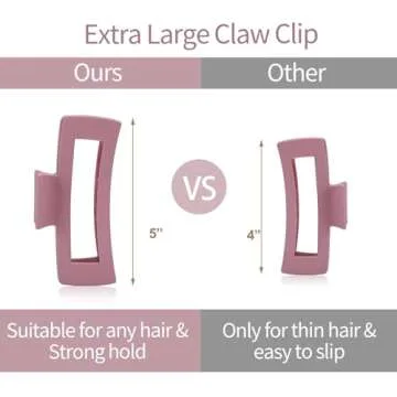 5 Inch Extra Large Claw Clips, Big Hair Clips for Thick Long Curly Hair, Durable Matte Strong Hold Hair Claw Clips, Non-slip Square Hair Clips for Women, Hair Accessories Valentine's Day Gifts
