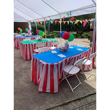 Oojami Striped Table Skirt for Carnival 2 Pack