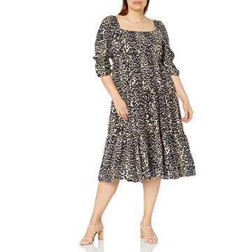 Keyla Puff Sleeve Midi Dress in Leopard Print by The Drop