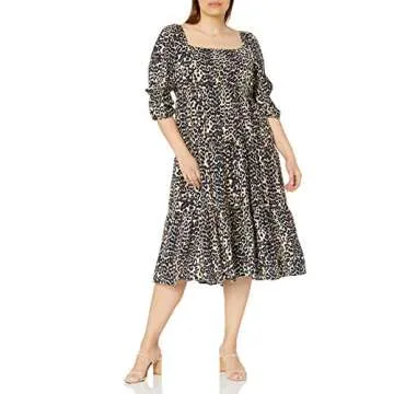 Keyla Puff Sleeve Midi Dress in Leopard Print by The Drop