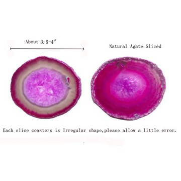 JIC Gem Dyed Pink Agate Coaster Set for Home Decor 4-Piece