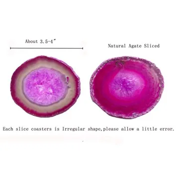 JIC Gem Dyed Pink Agate Coaster Set for Home Decor 4-Piece