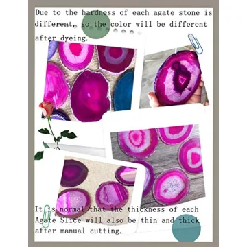 JIC Gem Dyed Pink Agate Coaster Set for Home Decor 4-Piece