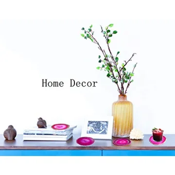 JIC Gem Dyed Pink Agate Coaster Set for Home Decor 4-Piece