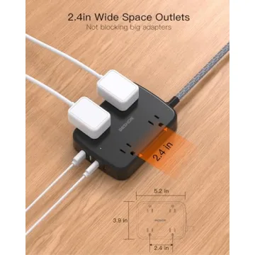 BESHON Surge Protector Power Strip with 2 USB C Ports