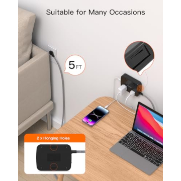 BESHON Surge Protector Power Strip with 2 USB C Ports