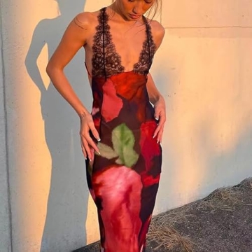 Elegant XPONNI Backless Maxi Vacation Dress for Women