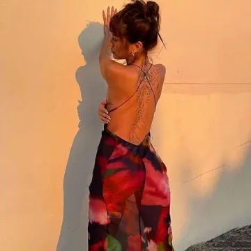 Elegant XPONNI Backless Maxi Vacation Dress for Women