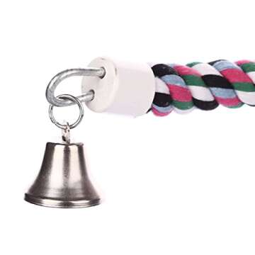 Aigou® Bird Spiral Rope Perch, Cotton Parrot Swing Climbing Standing Toys with Bell (Medium - 65 inch)