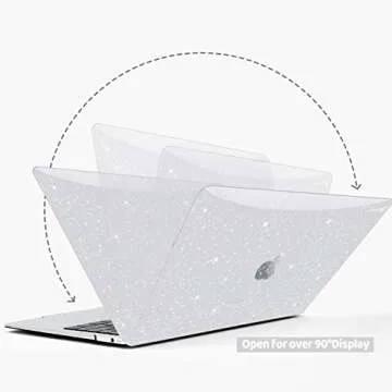 Anban Compatible with MacBook Air 13 inch Case 2022 2021 2020 2019 2018 Release A2337 M1 A2179 A1932 Touch ID,Glitter Smooth Laptop Hard Shell Case + Keyboard Cover + Screen Protector, Shining Clear