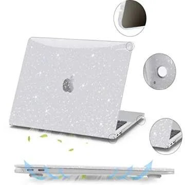 Anban Compatible with MacBook Air 13 inch Case 2022 2021 2020 2019 2018 Release A2337 M1 A2179 A1932 Touch ID,Glitter Smooth Laptop Hard Shell Case + Keyboard Cover + Screen Protector, Shining Clear