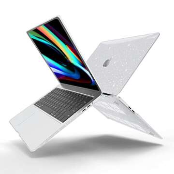 Anban Compatible with MacBook Air 13 inch Case 2022 2021 2020 2019 2018 Release A2337 M1 A2179 A1932 Touch ID,Glitter Smooth Laptop Hard Shell Case + Keyboard Cover + Screen Protector, Shining Clear