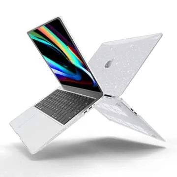 Anban Compatible with MacBook Air 13 inch Case 2022 2021 2020 2019 2018 Release A2337 M1 A2179 A1932 Touch ID,Glitter Smooth Laptop Hard Shell Case + Keyboard Cover + Screen Protector, Shining Clear