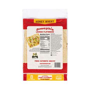 Joseph's Lavash Bread Value 3-Pack - Honey Wheat, Low Carb, 15 Soft Flatbreads