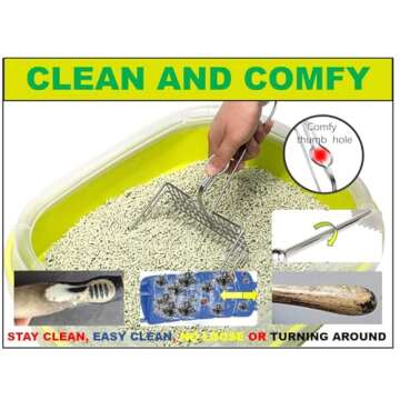 Qualiall All Metal Litter Scoop, Solid Metal Sifter, Cat Litter Scoop Metal Jumbo, Cat Urine Scoop, Litter Scooper with Holder, Litter Scooper Holder, Jumbo Cat Litter Scoop Sifter Scooper Holder