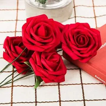ZOOYOO Dark Red Roses – 50pcs for Wedding & Home