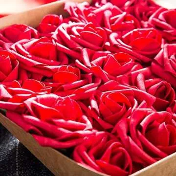 ZOOYOO Dark Red Roses – 50pcs for Wedding & Home