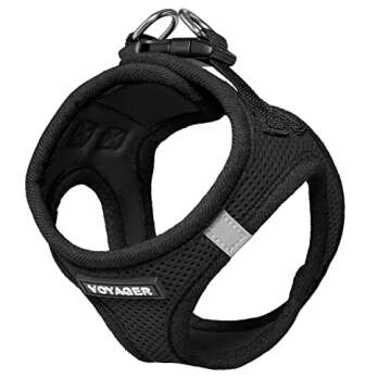 Voyager Step-in Air Dog Harness - All Weather Mesh, Reflective, No Pull Harness for Small, Medium Dogs, Cats - Secure with Hook & Loop Fastener, Buckle, Double D-Rings - Black, S