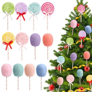 Liliful 12 Pcs Candy Christmas Ornament Set for Festive Cheer