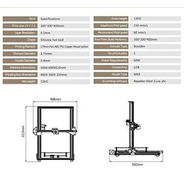 TEVO Tornado 3D Printer, 2018 Newest Model 95% Assembled with Full Aluminum Frame Larger Printing Size Upgraded Nozzle & Heatbed for PLA, ABS, TPU, Copper, Wood, and Flexible Filaments, 300x300x400mm
