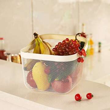 AJIODA 3 Pack Metal Mesh Steel Basket, Storage Organizer Basket Multi-function Hanging Kitchen Baske...