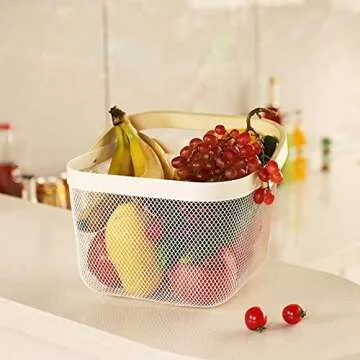 AJIODA 3 Pack Metal Mesh Steel Basket, Storage Organizer Basket Multi-function Hanging Kitchen Baske...