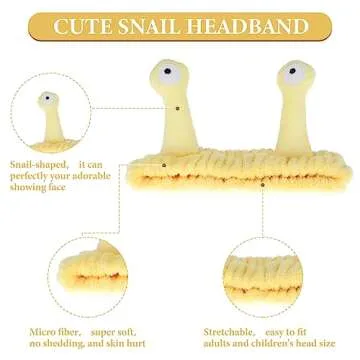 Face Wash Headband, Palm and Snail Spa Hair Bands Makeup Headbands Women Cartoon Cute Coral Fleece Elastic Headband Creative Hair Accessories for Washing Face Shower Sports Beauty Skincare (Yellow)