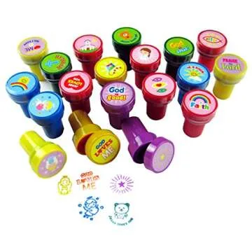 Tiny Mills 50 Pcs Religious Assorted Stampers for Kids Religious Prizes Carnival Prizes Vacation Bible School Sunday School Prizes