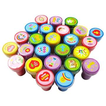 Tiny Mills 50 Pcs Religious Assorted Stampers for Kids Religious Prizes Carnival Prizes Vacation Bible School Sunday School Prizes