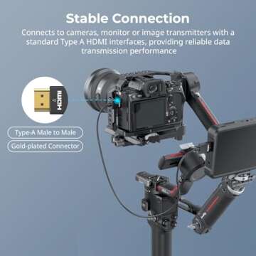 SMALLRIG Ultra Thin HDMI 2.0 Cable 100cm / 3.28Ft (A to A), 4K Super Flexible Slim Cord/Cable, High Speed Supports 3D, 4K@60Hz, Ethernet, ARC Type-A Male to Male for Camera, Monitor, Gimbal - 4794