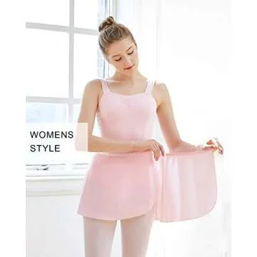 Stelle Girls Women Ballet Skirt Dance Wrap Skirt Chiffon Toddler Ballet Skirts (Women,Pink (Ad Tie) S)