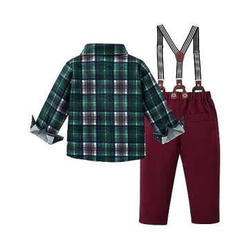 YALLET Toddler Baby Boy Clothes Suit Gentleman Outfits Formal Dress Shirt + Bowtie + Suspender Pants...
