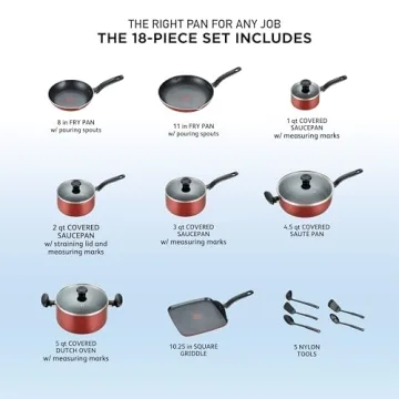 T-fal Nonstick 18 Piece Cookware Set - Versatile and Durable
