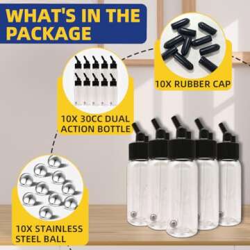 OPHIR 30ML Airbrush Bottles with Adapter Caps Set