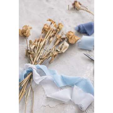 Ling's moment Handmade Fringe Chiffon Silk-Like Ribbon Smooth Ribbon Ombre Colors Chart, French Ultramarine Blue