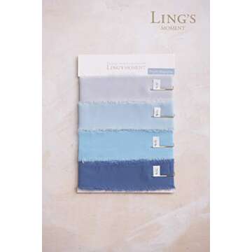 Ling's moment Handmade Fringe Chiffon Silk-Like Ribbon Smooth Ribbon Ombre Colors Chart, French Ultramarine Blue