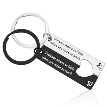 Anniversary Keychain for Boyfriend Girlfriend Couple Keychain Set for Him Her Long Distance Relation...