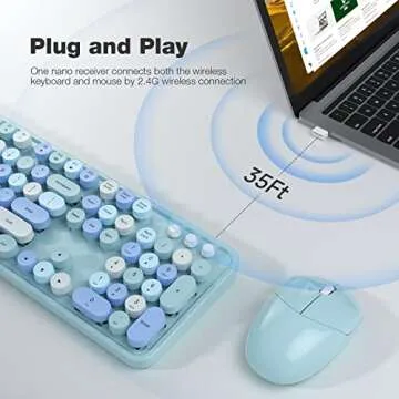 MOFII Wireless Keyboard and Mouse Combo with Colorful Round Key Design