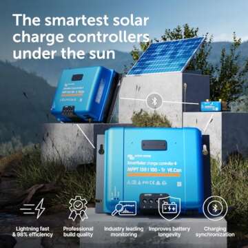 Victron Energy SmartSolar MPPT Tr VE. Can Solar Charge Controller - Bluetooth Enabled, 100A, 12/24/3...